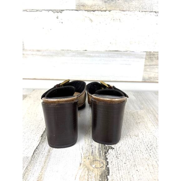 Prada womens 6 vintage block heel buckle sandals brown italy 2000 leather - Picture 5 of 8